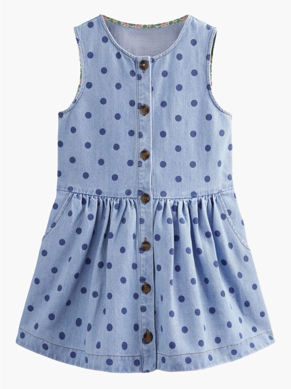 Mini Boden Blue Polka Dot Button-Front Dress